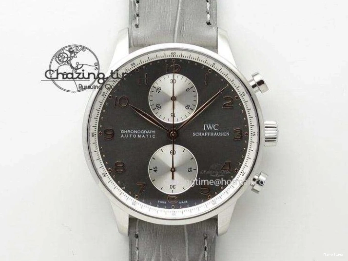 MIROTIME 0308 Portuguese Chrono SS ZF 1:1 Best Edition Gray Dial SS On Black Leather Strap A ZipUp 7215